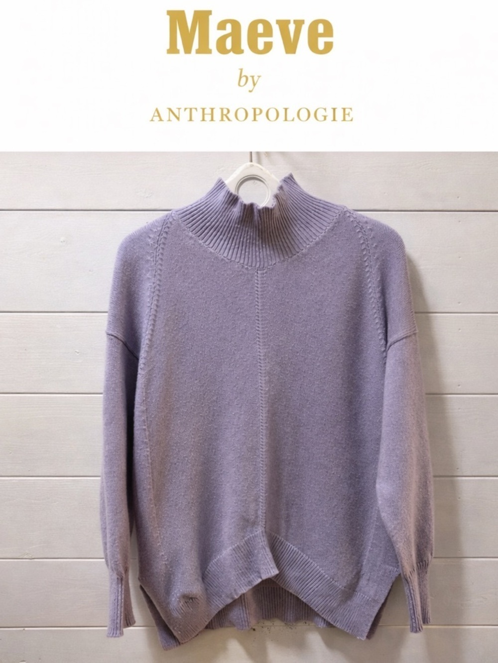 MAEVE Lavender Mock Neck Knit Sweater – Size M